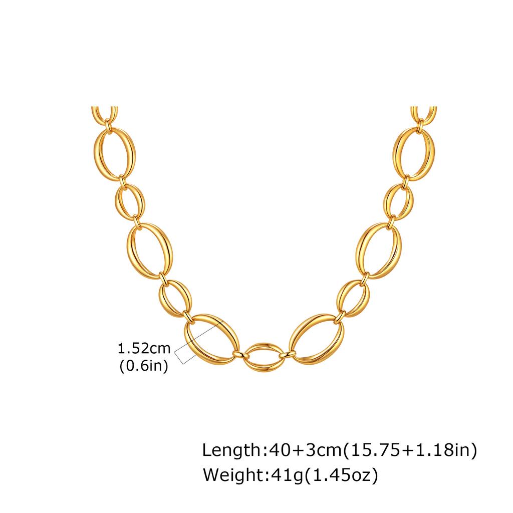 Collana Geometrica Minimalista a Catena in Acciaio Inossidabile per Donna, Placcata Oro PVD 18k, Gioielli Impermeabili all'Ingrosso