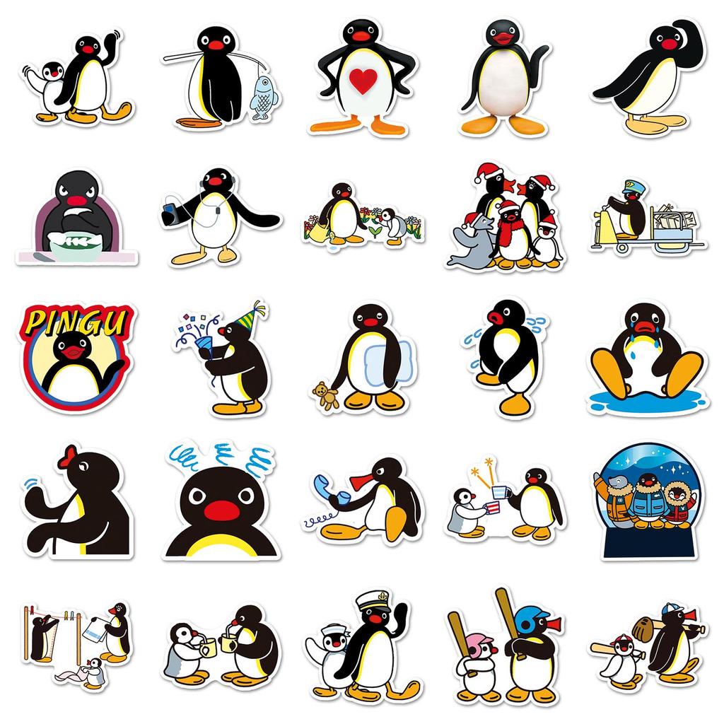 50pcs Pingu Family Penguin Stickers: Cute Decor for Water Cups & Phone Cases