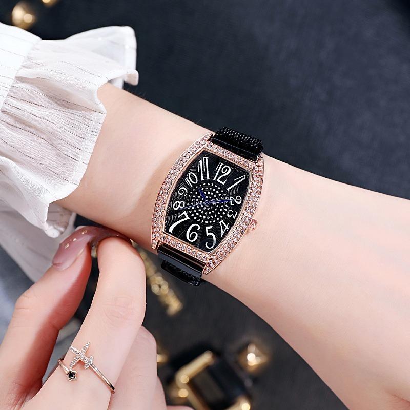 Luxury Brand Women Quartz Watch Hip Hop Shiny Diamond Dial Mesh Strap Ladies Wristwatch Fashion High Quality Clock Gifts