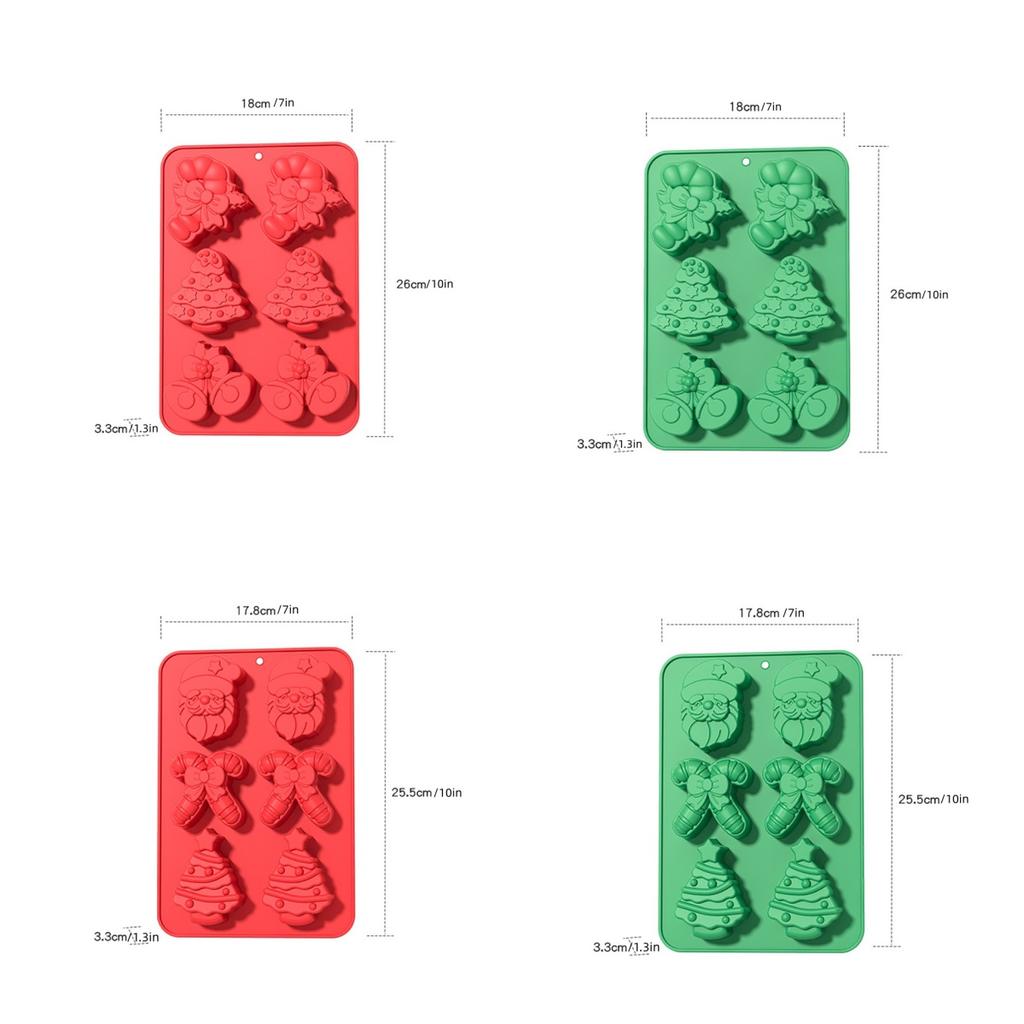 Christmas Silicone Baking Mold Chocolate Baking Mold Santa Clause Xmas Tree Mold for Pudding, Ice Cube, Handmade Soap Cake Decor