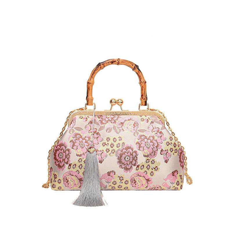 

Вышивка цветов в древнем стиле, большая вместимость, повседневная, с чувством моделирования, мягкая, прочная, модная, изысканная, новая легкая роскошь, сумка-тоут для通勤 серый