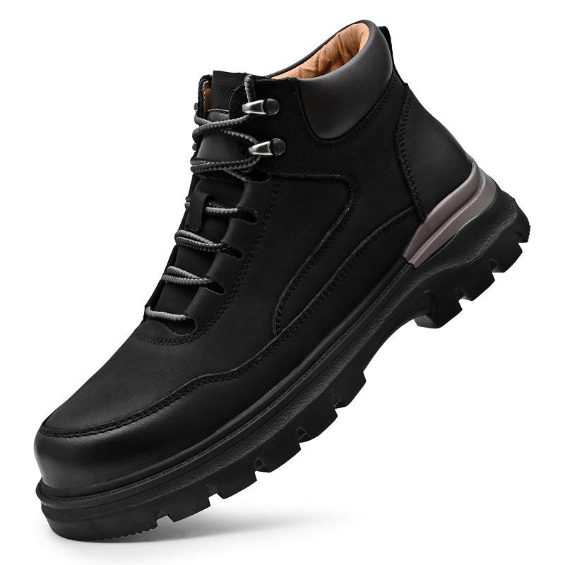 Outdoor High-Top Leather Men'S Martin Boots Lace-Up Thick-Soled Tooling Men'S Shoes Counter Picks Up Leaks