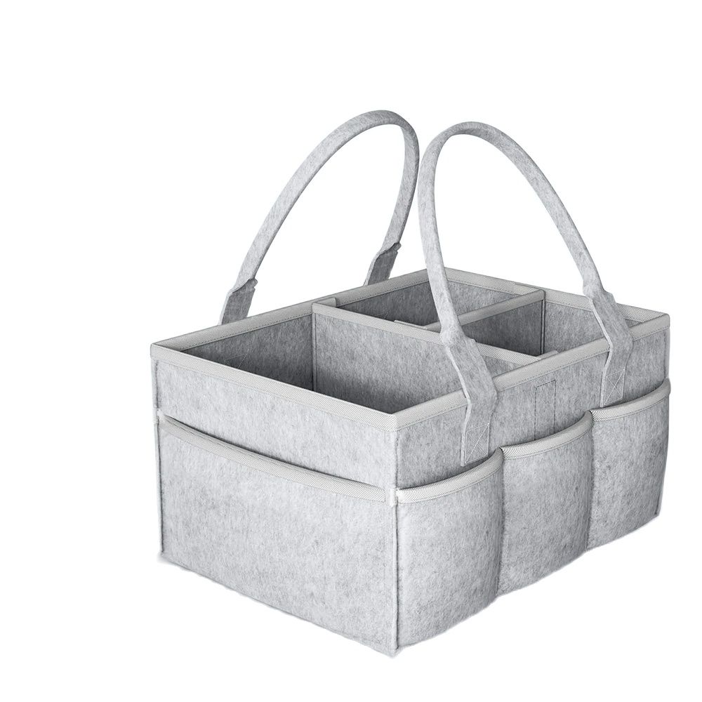 Soft Thick Felt Baby Storage Basket Multi Pocket Diaper Caddy Newborn Essentials Nursery Organizer