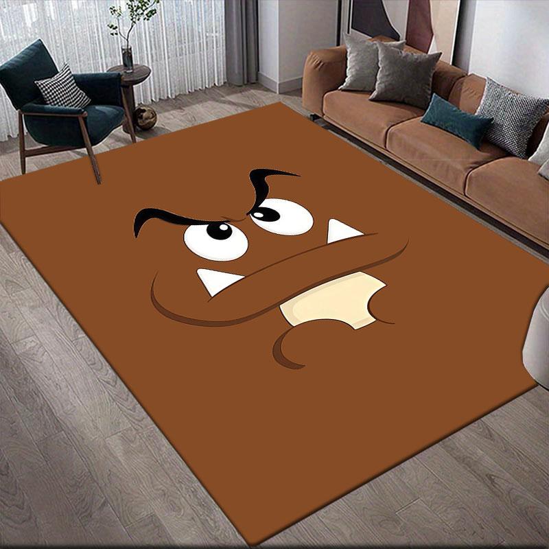 Goomba Flannel Printed Carpet, Home Sofa Decoration for Living Room & Bedroom, Non‑Slip Play Flannel Floor Mat for Game Room