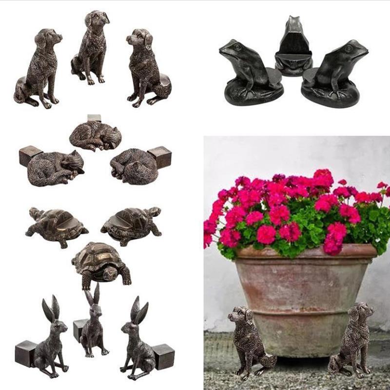 3Pcs Mini Plant Pot Feet Cat Dog Design Flower Pot Risers Holders Stand Holder