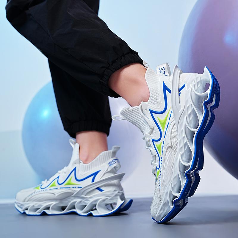 Sneakers Four Seasons Breathable Flying Weaving Casual Running Shoes Blade Edge Slow Shock Student Large Size Running Shoes
