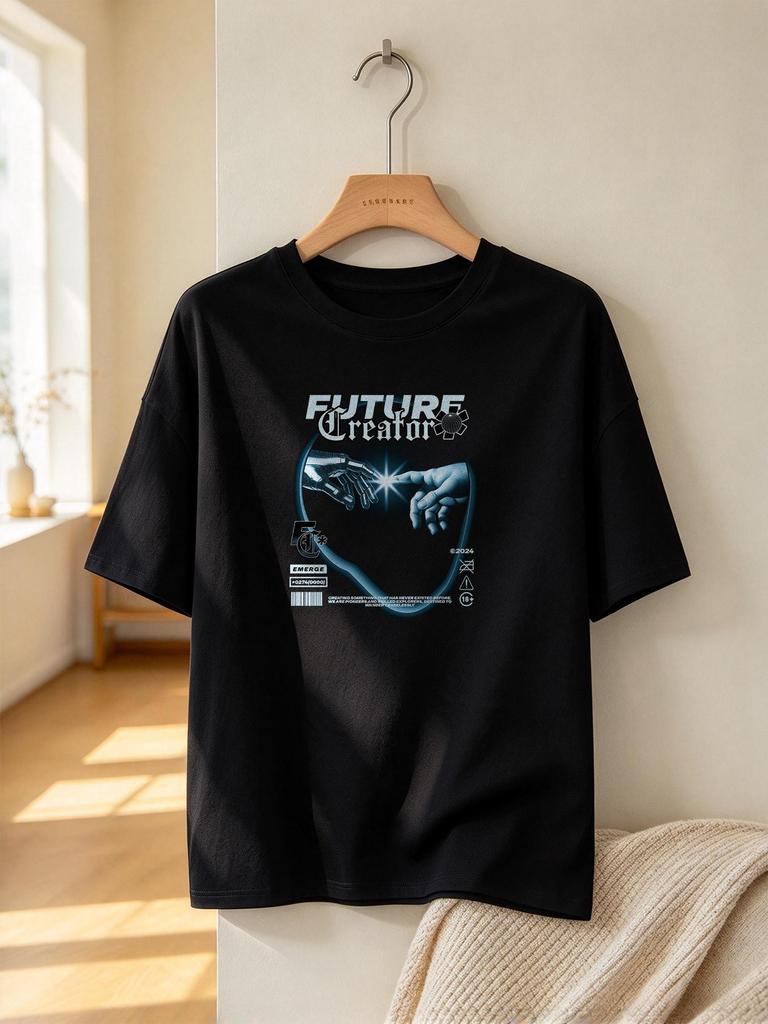 Unisex T shirt Future Creator Printed Casual Loose Soft Daily Top
