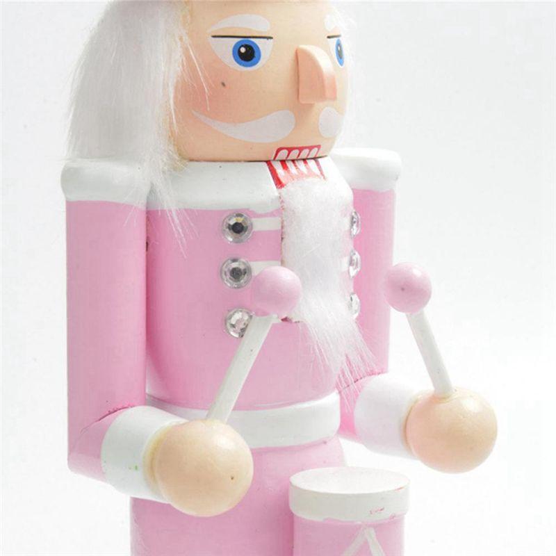BHBL 30cm Pink Wooden Nutcracker Figurine White Hair Rhinestone Inlaid Puppet Nutcracker Doll Toy Ornament,4