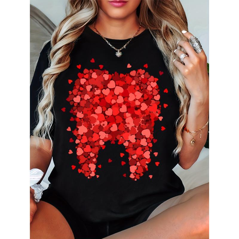 

European Size Funny Love Tooth Print - Women s Dental Valentine s Day 4XL