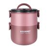 1000/1600ml Insulated Circular Lunch Box Double Layered Compartment Lunch Box  School