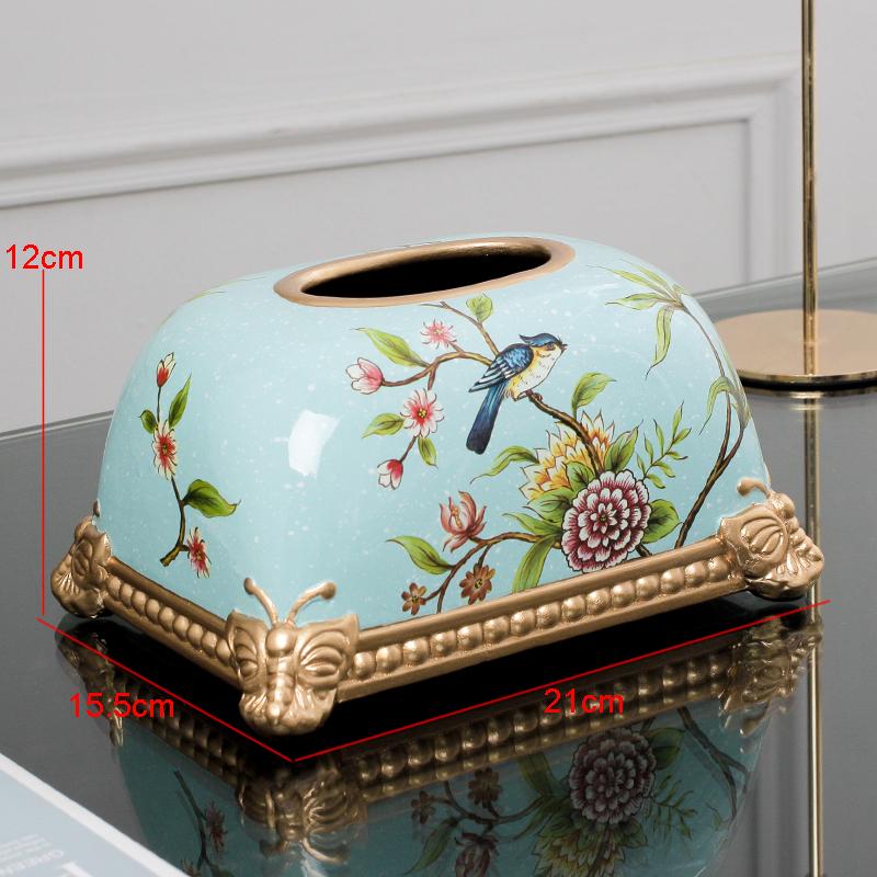 Modern Ceramic Tissue Box Flower Pattern Napkin Toilet Paper Storage Home Desktop Extractable Type Towel Rack
