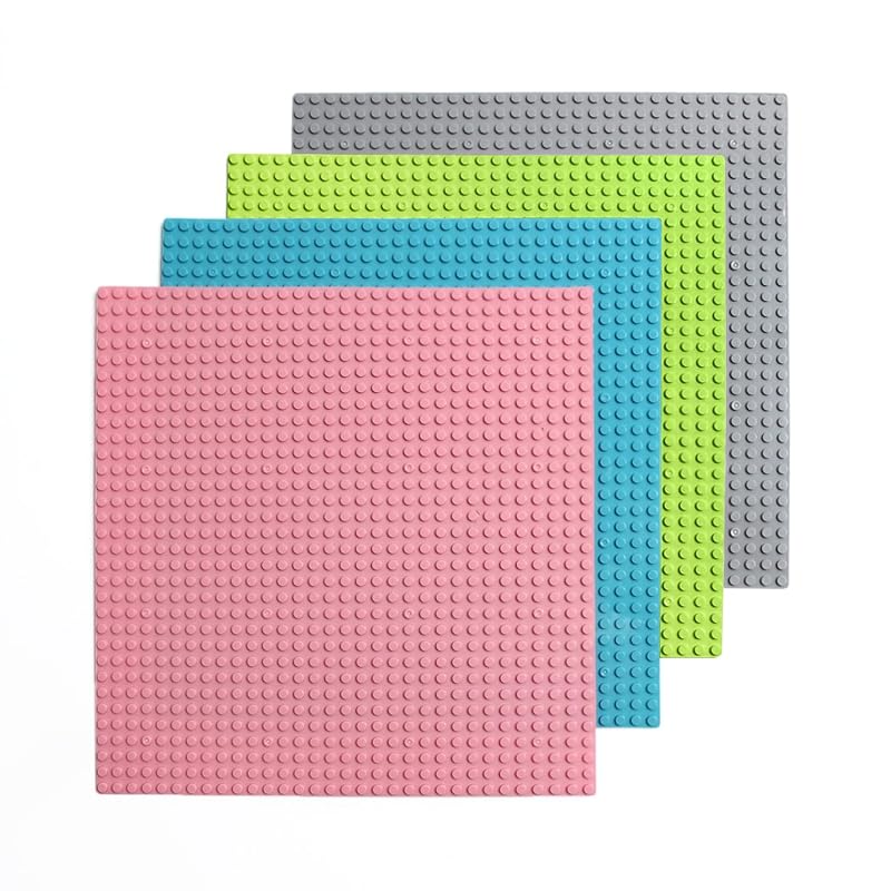 Classic Compatible Baseplate Block Plates, 32x32mm, Set of 4 (Pink, Light Blue, Light Green, Light Gray)