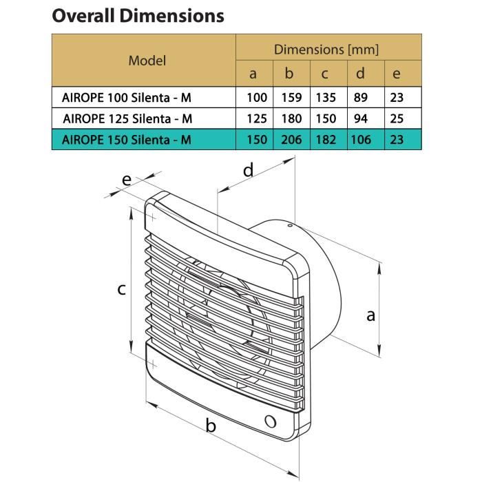 Extracteur d'air - airope - 150 mm - clapet anti-retour - moustiquaire intégré - silencieux