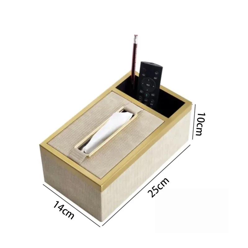 European Leather Tissue Box Modern Desktop Pumping Boxes Texture Bedroom Tissues Organizer Creative Home Decoration Ornaments
