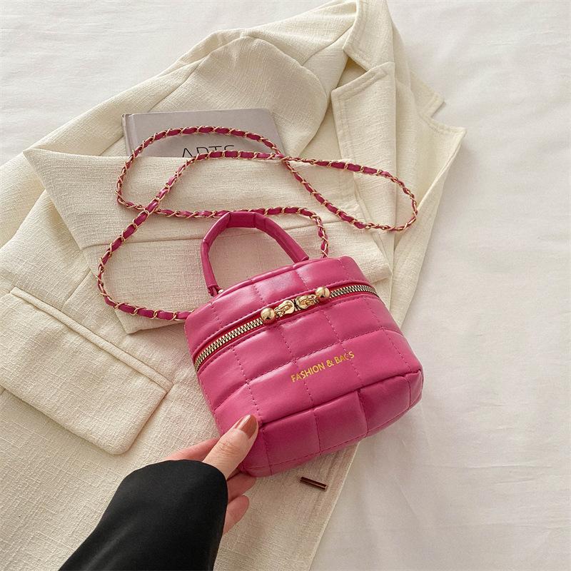 

Мини модная маленькая свежая фактура сумочка весенняя универсальная сумка через плечо через плечо роза розовый