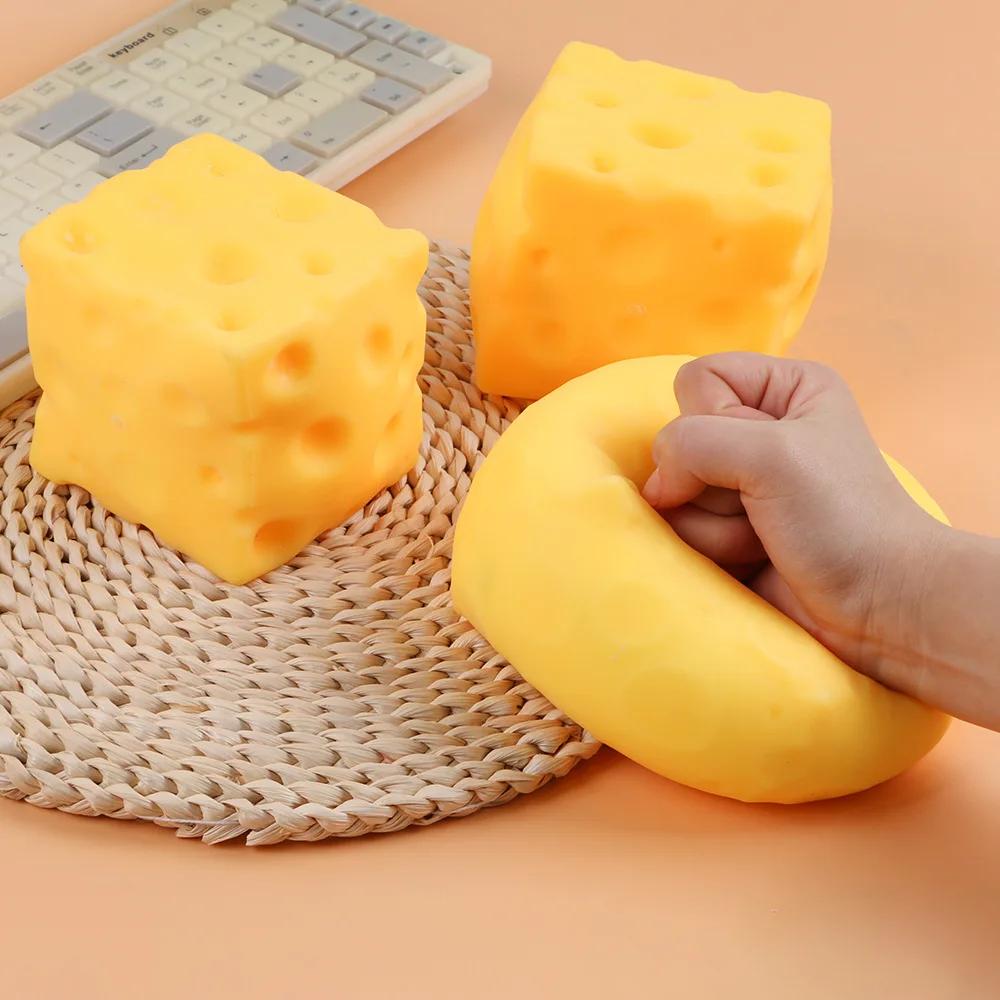 10Cm Squishy Square Cheese Squeeze Toy Slow Rebound Push Stress Relief Sensory Toy Soft Butter Cheese Fidget Christmas Present
