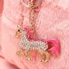 Keychain Pendant Chinese Style Rhinestones Inlaid 3D Chinese Zodiac Horse Design Key Chain Metal Charm Bags Keyring