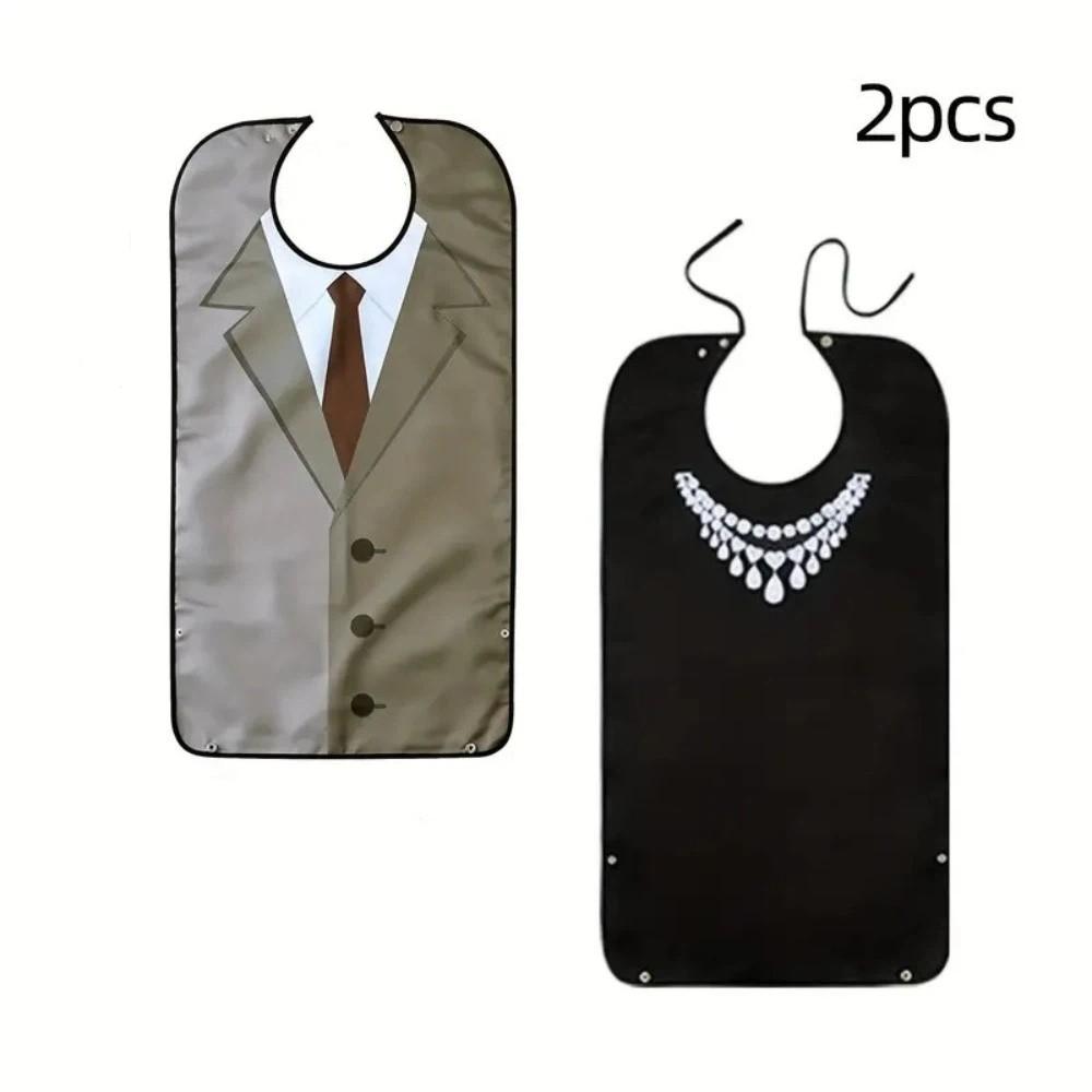 Waterproof Elderly Bibs Foldable Snap Closure Adult Apron Oil-Resistant Washable Senior Citizens Bibs Household Use