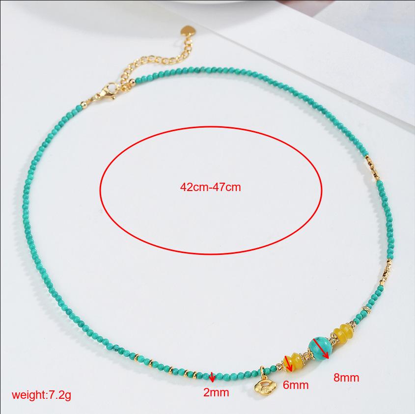 Bohemian Yellow Agate & Turquoise Abacus Bead Clavicle Necklace