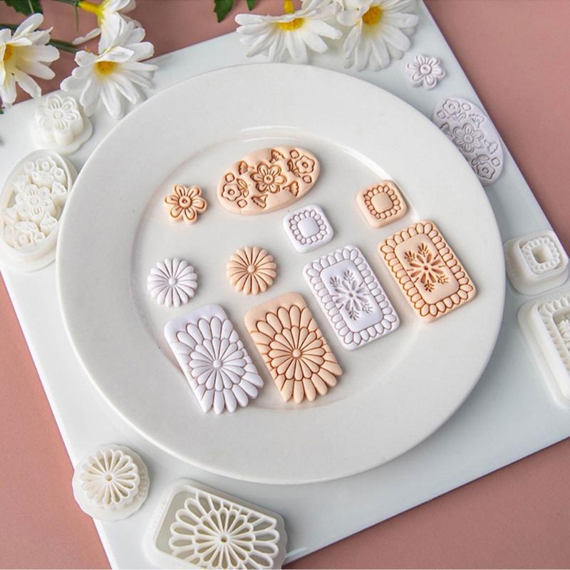 Cartoon Bohemian Flower Polymer Clay Earring Molds Lightweight Plastic Craft Tools For Kids Creative Projects