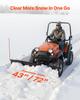 Snow Plow Blade, 109/183 cm Width Adjustable Snow Plow Kit, Easy to Detach, Universal Mount Plowing Attachment with Rubber Flaps, Heavy Duty Steel