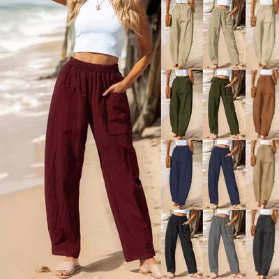 Damen Freizeithose Urlaubsstil Hose mit elastischer Taille