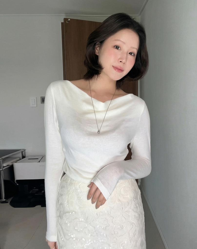 GIEMAR Drape Shirring Tee Ivory