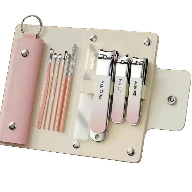 Portable 10-Piece Nail Clipper and Manicure Set with Ear Pick