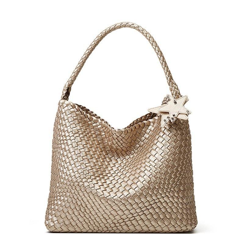 Premium sense niche design hand-woven bag large capacity tote bag casual lazy wind single shoulder underarm bucket bag