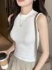 Round Neck Knit Tank Top Straps Crop Tops Women Summer Camis Solid Color Yoga Camisole Fashion SportsTube Female Sleeveless Cropped Y2K Girl Clothes