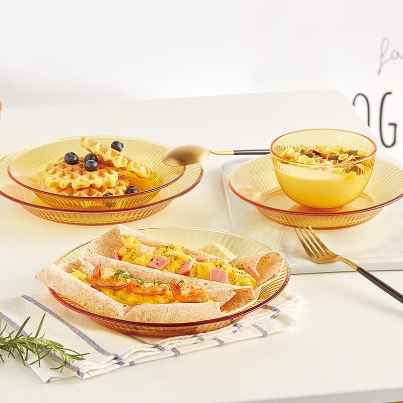 VISIONS Bärnstensfärgat Glas Servis Set