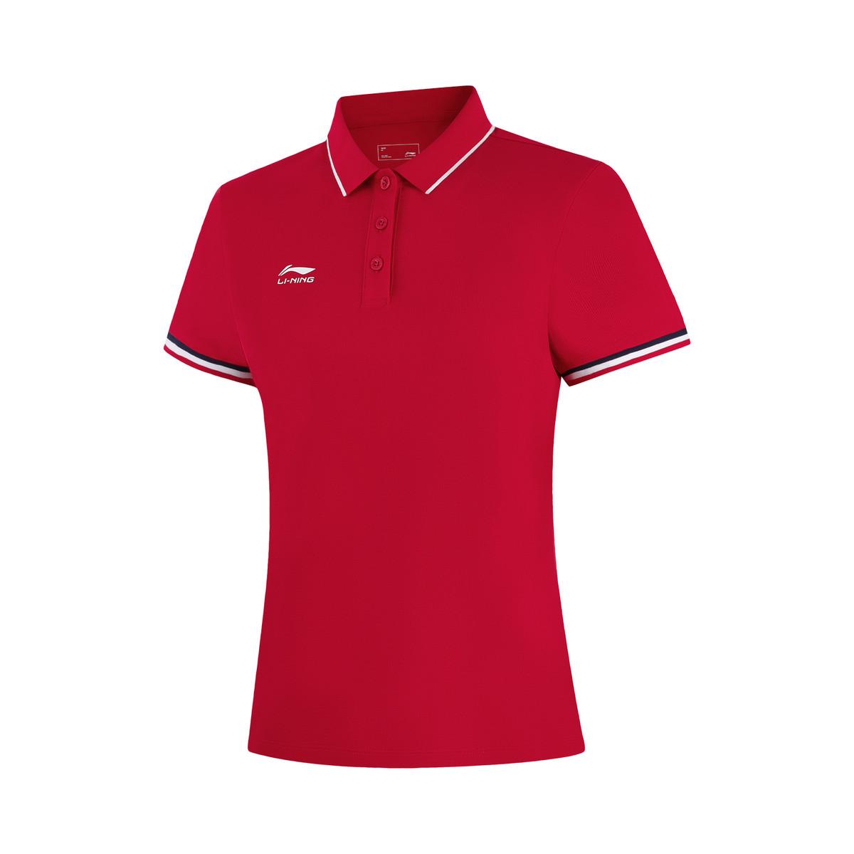 Женская дышащая рубашка-поло Li Ning, топ, Бычий Красный, APLW476-3 S