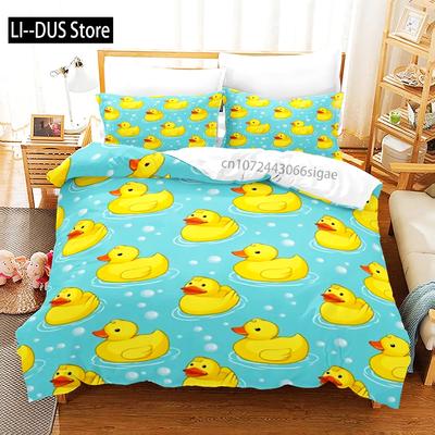 Yellow Duck 3D Print Bedding Set Single Twin Full Queen King Size Bed Set Aldult Kid Bedroom Duvetcover Sets with Pillowcase