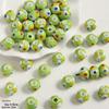 Handmade Cute Flower & Heart Green Ceramic Beads for DIY Jewelry