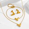 2025 New Simple Gold Niche Light Luxury V Letter Necklace for Women Summer Collarbone Chain Earrings Bracelet