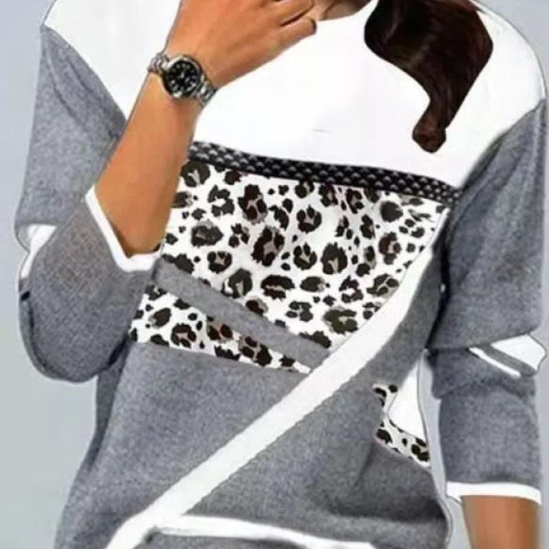 Dámská trička Trička s 3D geometrickým kontrastním potiskem Dámské Volný Dlouhý rukáv Elegantní Harajuku trička s výstřihem do O Dáma Podzim Zima