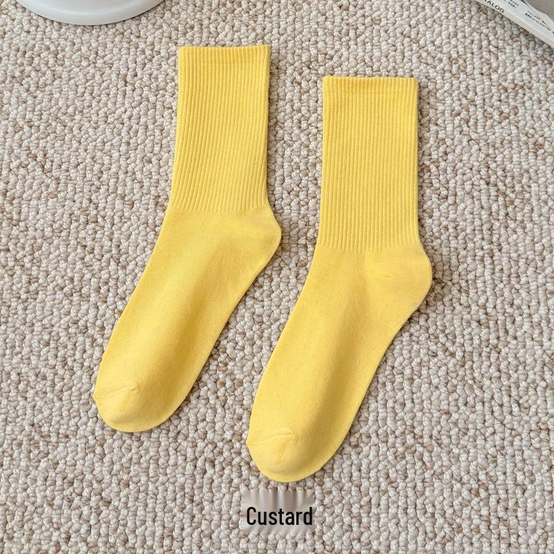 Bunte Damen Kniehohe Candy Color Scrunch Socken - Trendy, Ganzjährig, Mittelhoher Schaft, Einfache Tanz Baumwollsocken
