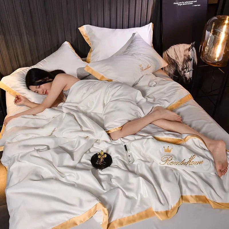 JuwenSilk Ledové hedvábí Letní Cool Quilt Dětské křeslo pro novorozence Pohovka Přehoz přes postel Cestovní kostkované přikrývky přikrývky