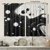 2Pcs Art Deco Black And White Ink Pattern Printed Curtains, Light-Filtering Rod Pocket Peach Skin Velvet Drapes, Machine Washabl