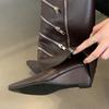 Fashion Eilyken Designer Wedges Heels Women Knee-High Boots Autumn Winter Pointed Toe Shoes Fashion Zipper Long Modern Botas De Mujer