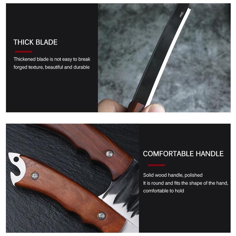 WXCOO Kitchen Accessories Stainless Steel Cooking Butcher Knife Wooden Handle Meat Cleaver Chef Knife Boning Knife