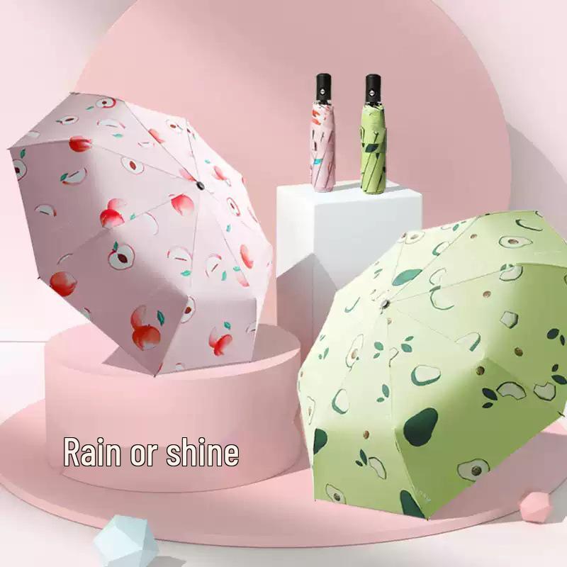 Creative Fruit Dual-Use Rain & Shine Black Umbrella with Thick Sun Protection and UV Defense
