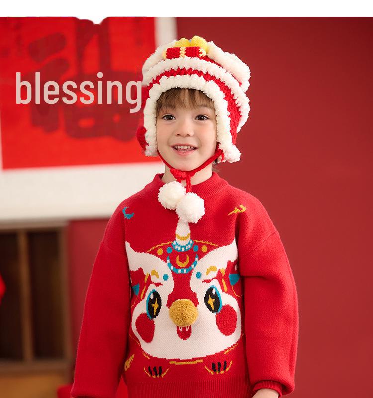 Suéteres de Ano Novo Infantil 2025 - Algodão Tipo A Roupas de Inverno para Meninos e Meninas