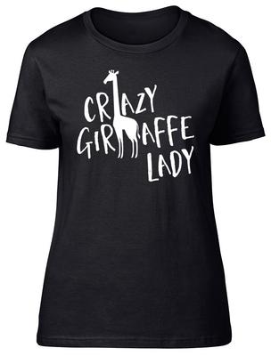 Crazy Giraffe Lady Ladies Womens Fitted T-Shirt Animal Birthday Gift Tee