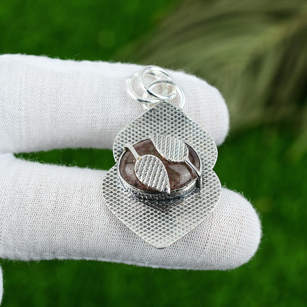 Wedding Gift For Her 925 Silver Natural Elestial Quartz Gemstone Pendant