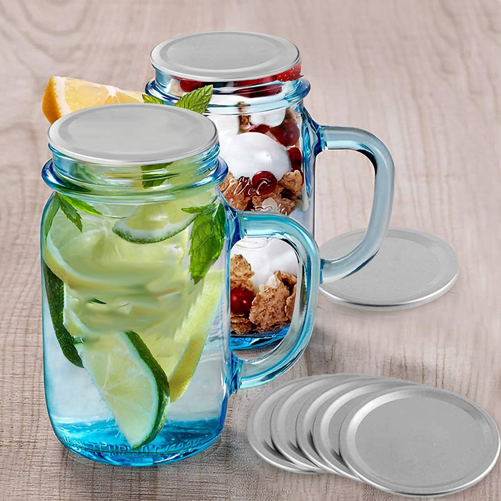 

ABWR-200 Pcs Mouth 70MM/86 MM Mason Jar Canning Lids, Reusable Leak Proof Split-Type Silver Lids With Silicone Seals Rings срібний