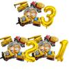 6pcs Mini Carton Vehicle Balloon with 32inch Gold Number Balloon Set for Boy's Construction Car Theme Birthday Party Decorations