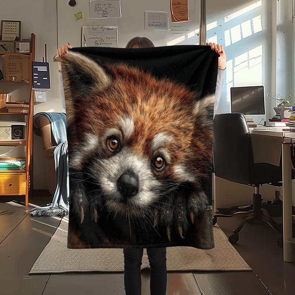 Black Red Panda pattern Flannel Blanket, High quality Comfortable for All Seasons, Home Decor, Warmth and Comfort, Perfect for Gifts.