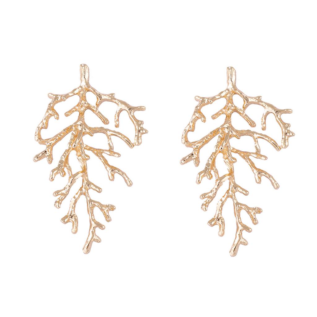 Personality trend cold wind temperament texture alloy coral stud earrings light luxury beach vacation wind women's earrings