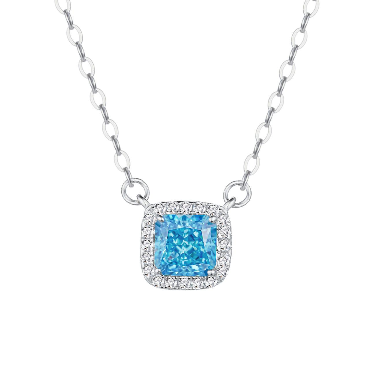 

Ожерелье из стерлингового серебра 925 пробы с маленьким квадратным бриллиантом в форме кубика сахара, прочная цепочка Niche, изысканная квадратная цепочка на ключицу 925 Silver